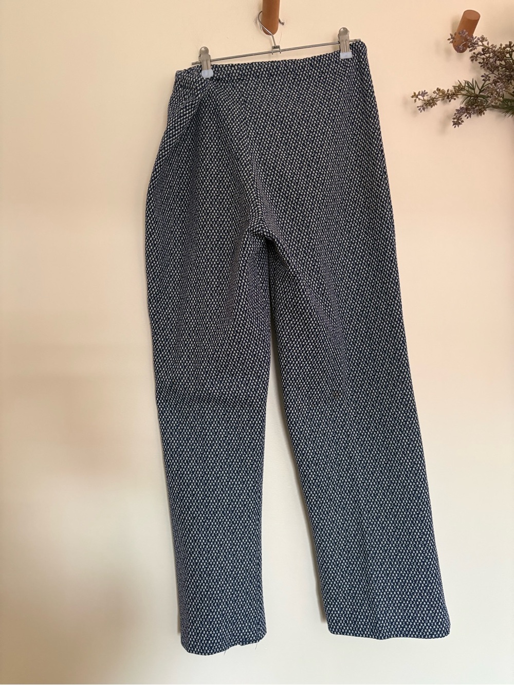 Vintage Retro 70s Navy White Geometric Pant Suit Set High Waist Flare M - Picture 4 of 10